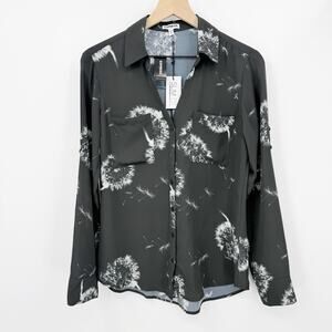 Express Slim Fit Dandelion Print Shirt M Convertible Sleeve Button Down Office